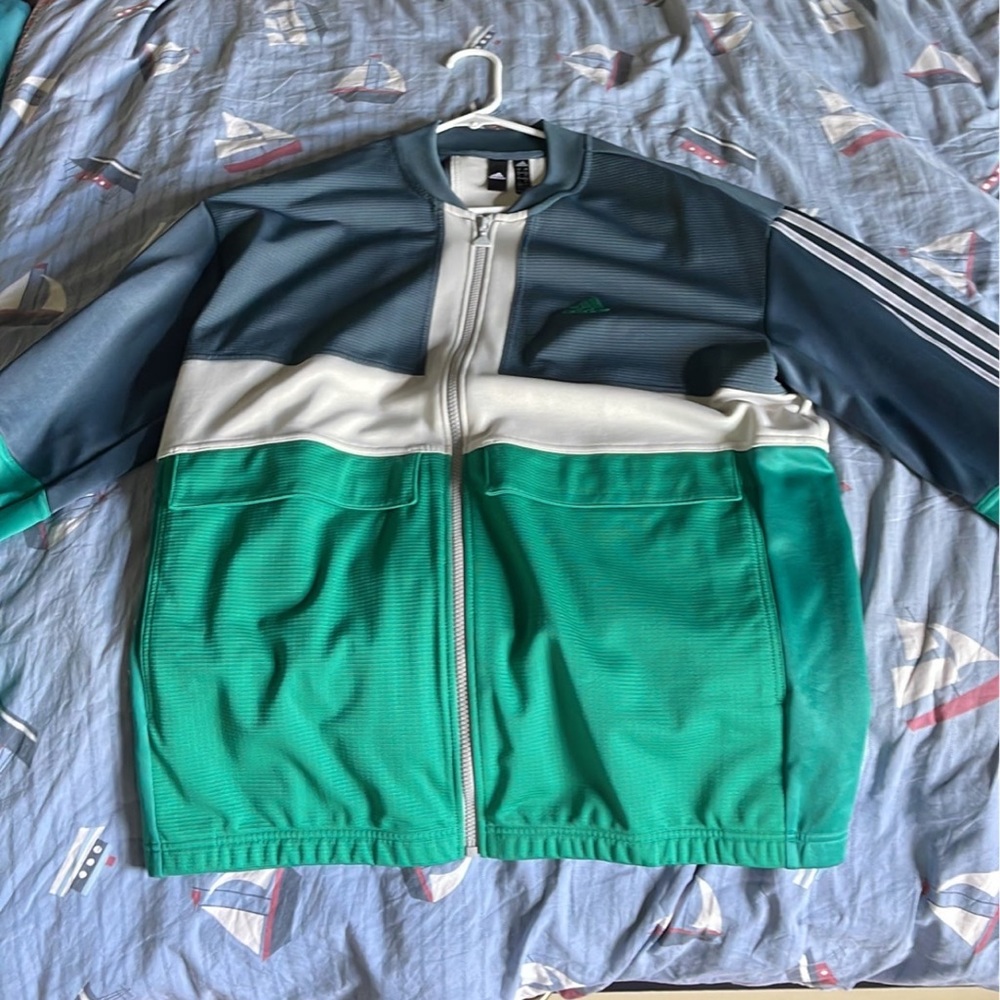 Adidas 3-Stripes Jacket Green and Grey